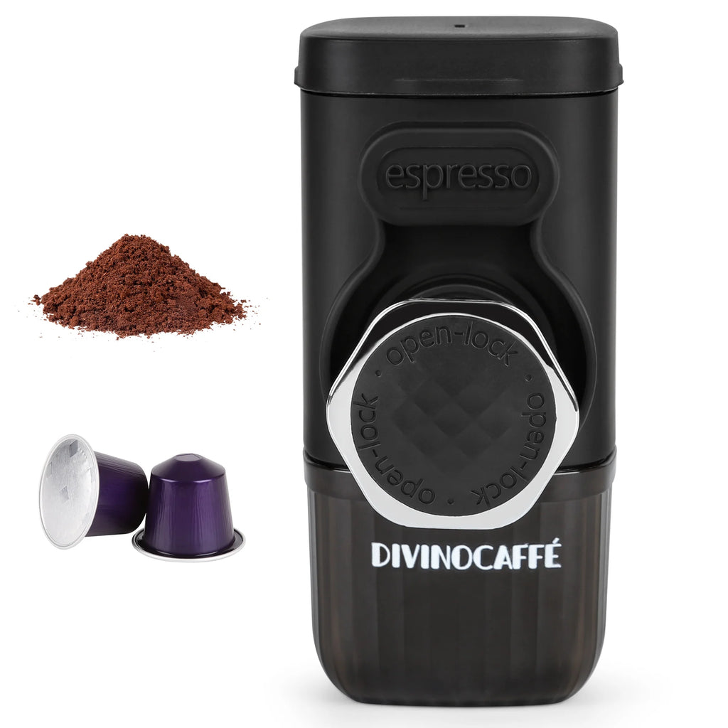 Portable Mini Espresso Machine, Compatible for Capsules and Coffee Powder, 18 Bar Pressure, Manual Operation, Essential for Camping Trips